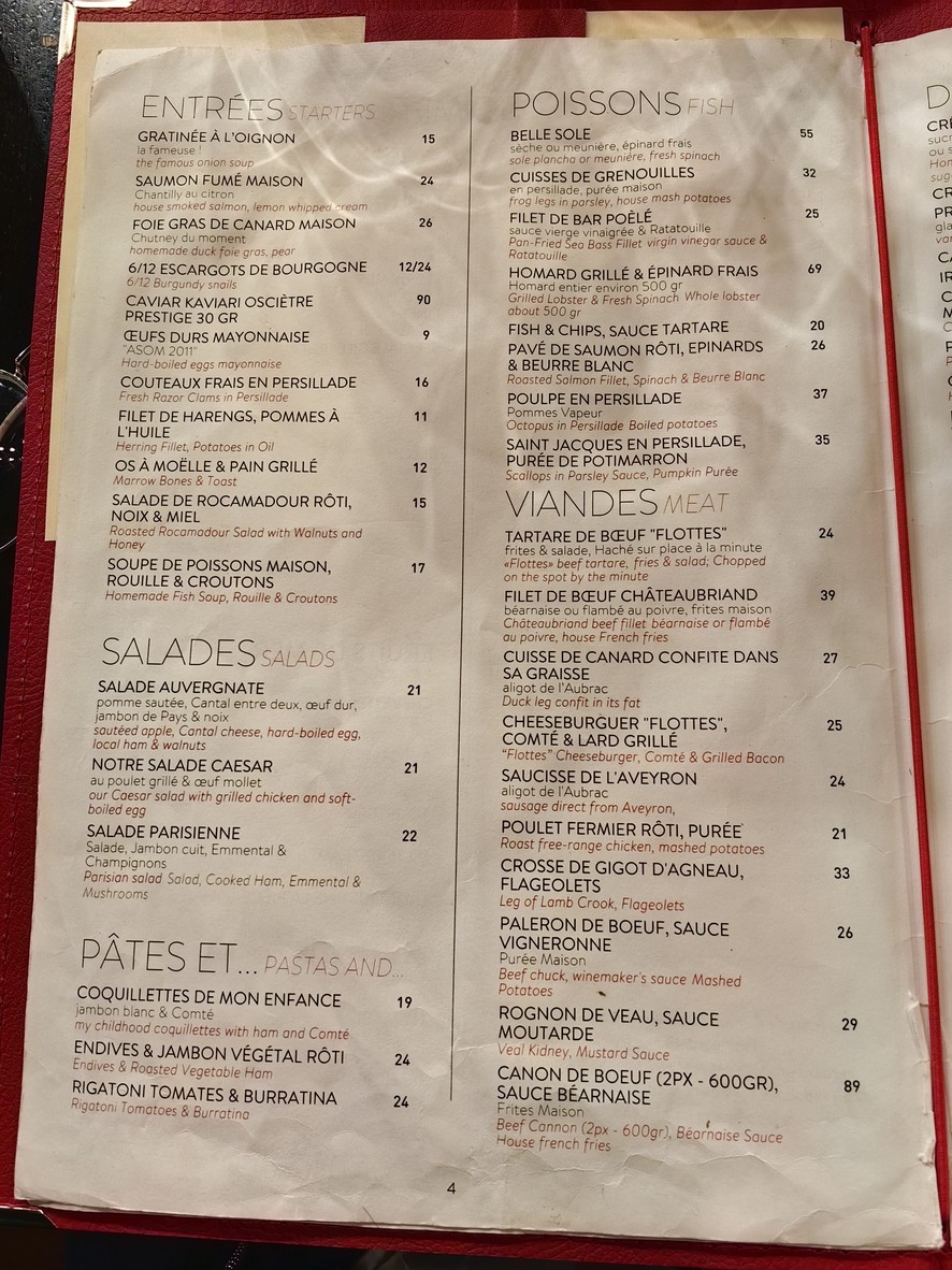 Le Petit Flottes menu 1