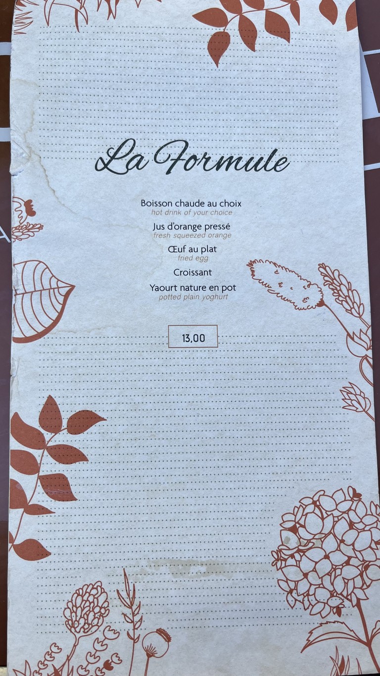 Café Crème menu 1