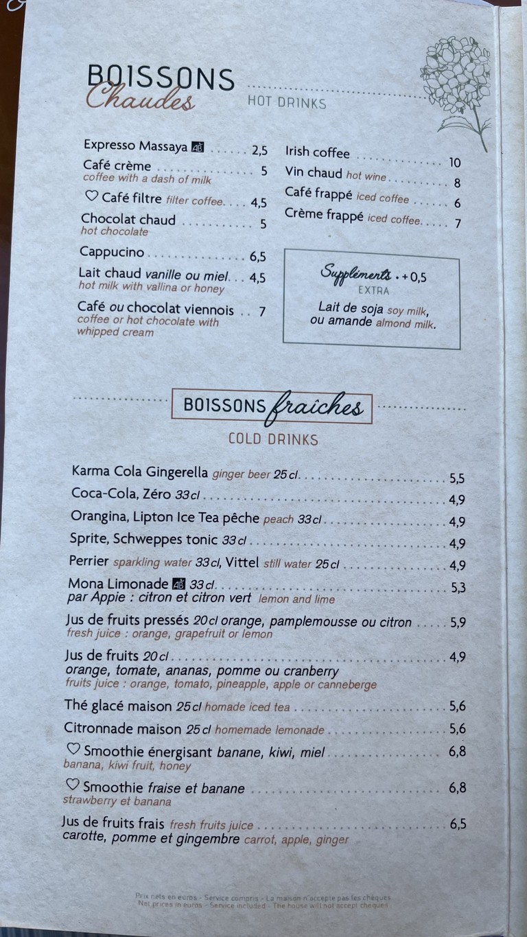 Café Crème menu 2