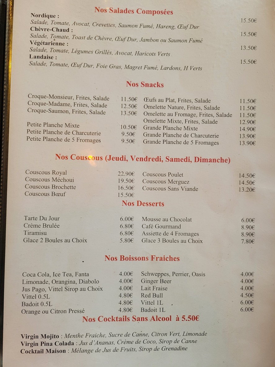 Le Gévaudan menu 2