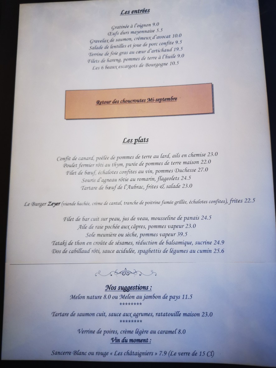 Le Zeyer menu 1