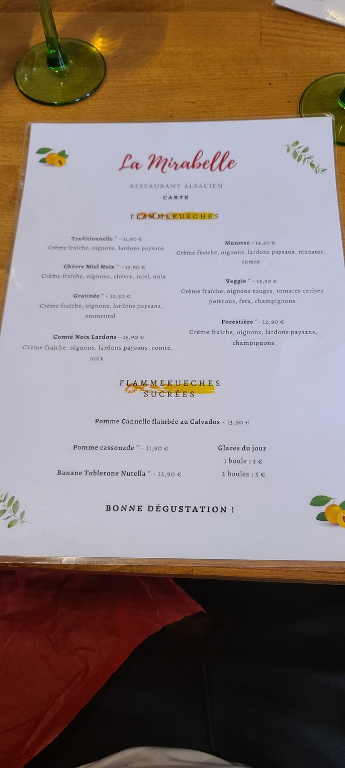 La Mirabelle menu 2