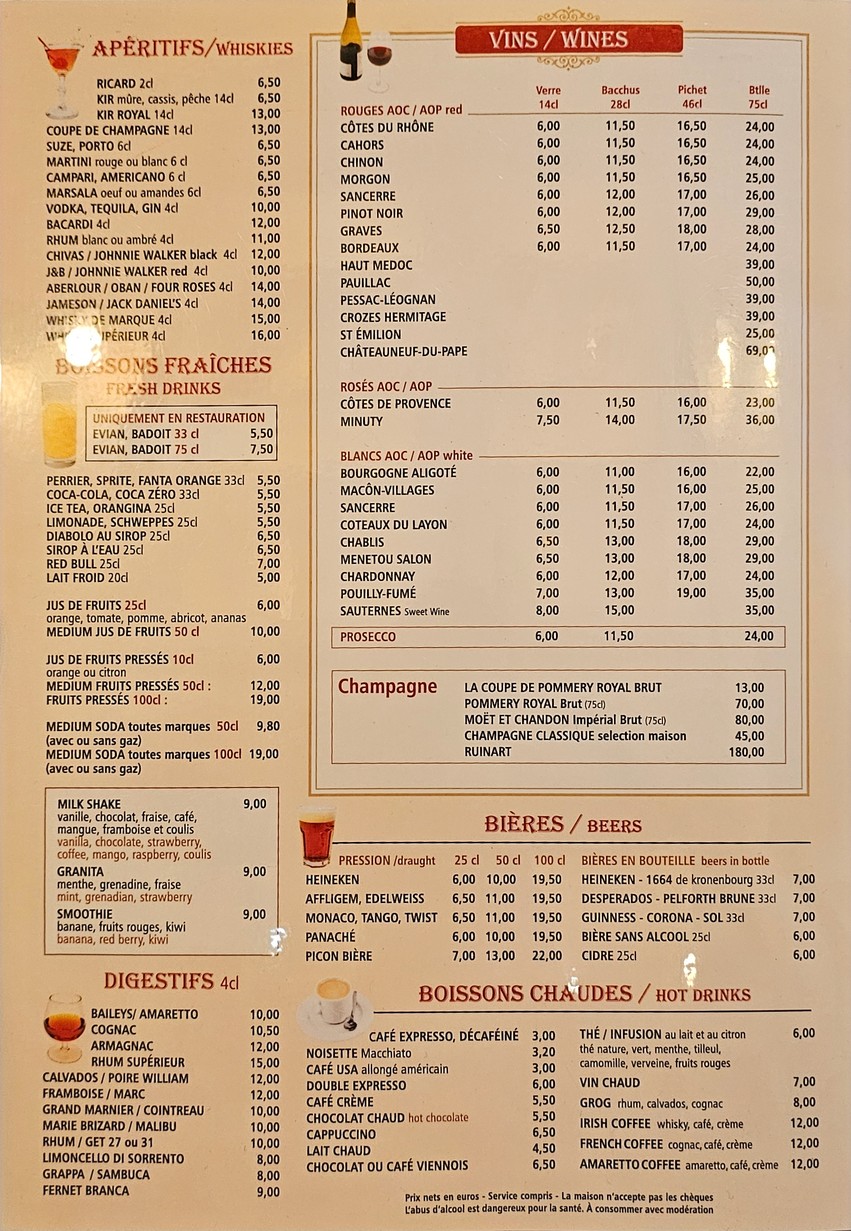 Le Mondial menu 4