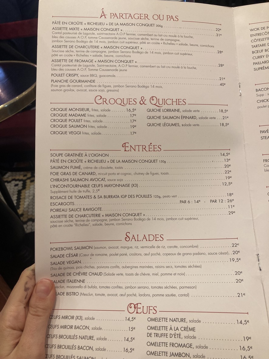 CAFÉ DE L'OLYMPIA menu 3