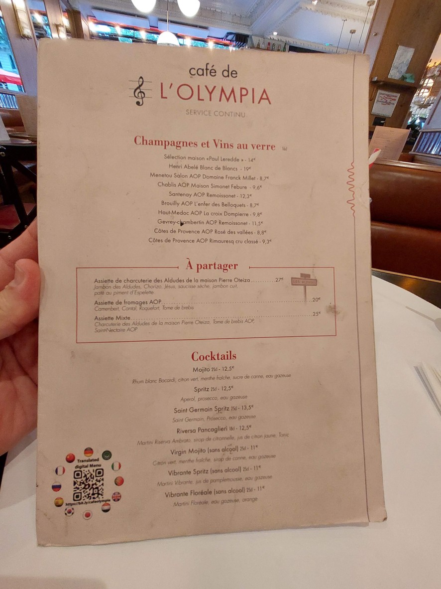 CAFÉ DE L'OLYMPIA menu 4