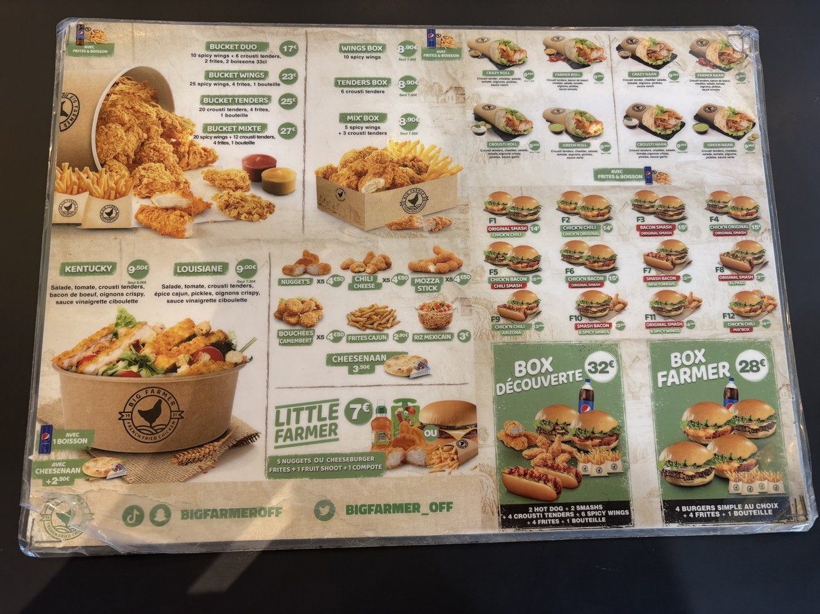 Big Farmer menu 1