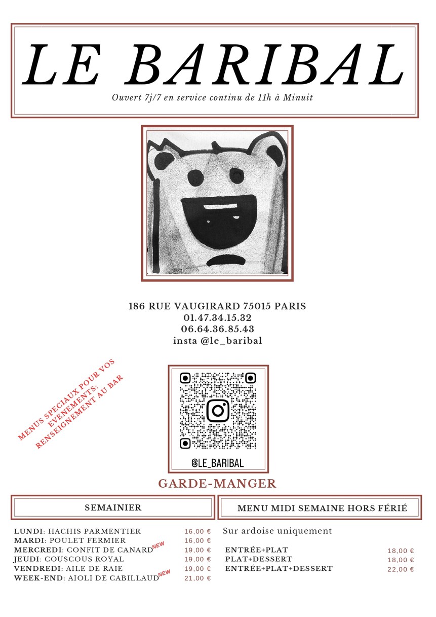 LE BARIBAL menu 1