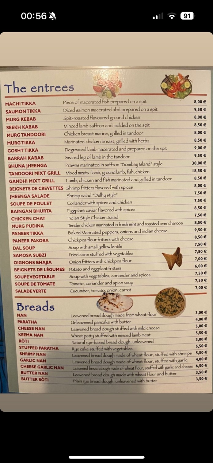 Gandhi Ji's - Restaurant indien (Paris 9e) menu 1