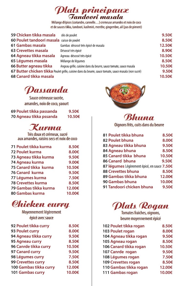 CURRY HOUSE menu 1
