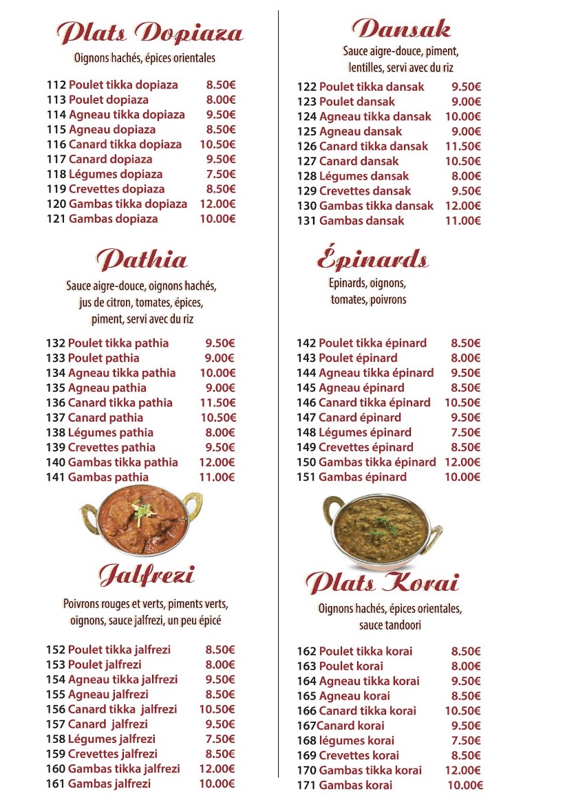 CURRY HOUSE menu 2