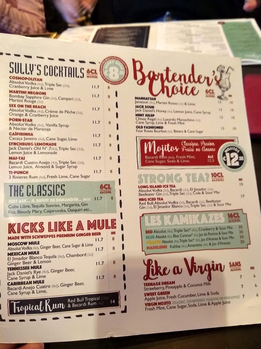 O'Sullivans menu 3