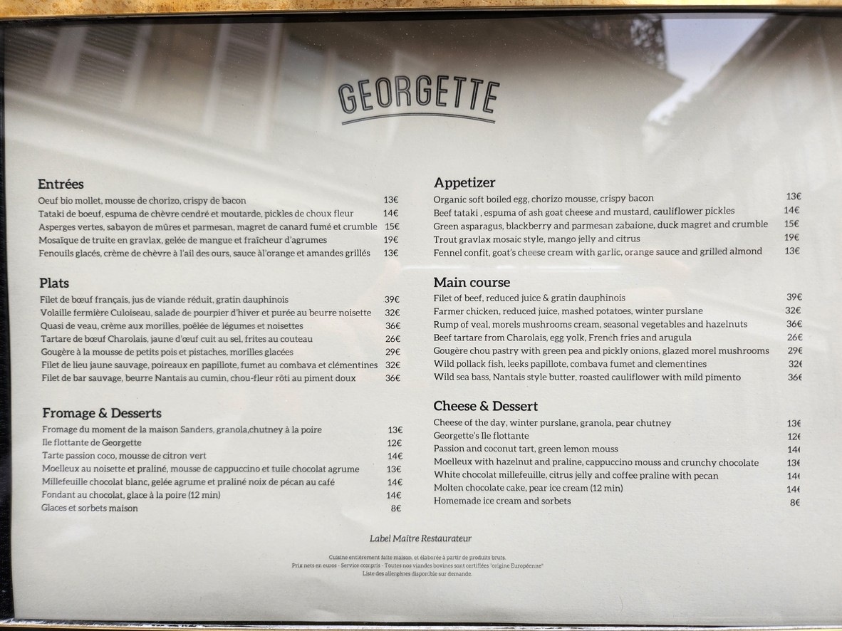 Restaurante Georgette menu 1