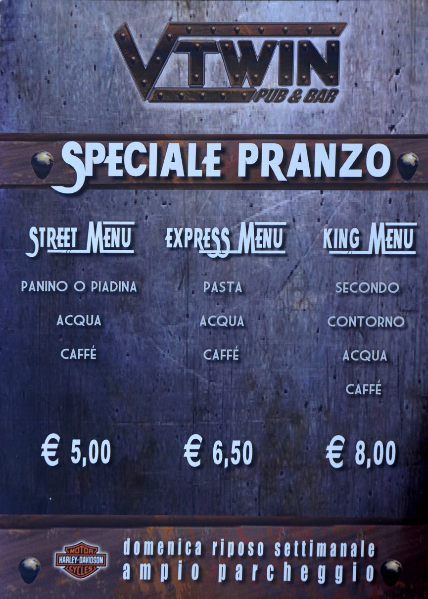 Vtwin Pub&Bar Restaurant menu 1