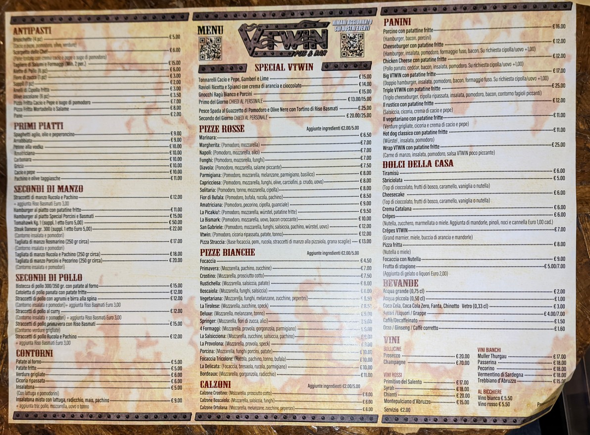 Vtwin Pub&Bar Restaurant menu 2