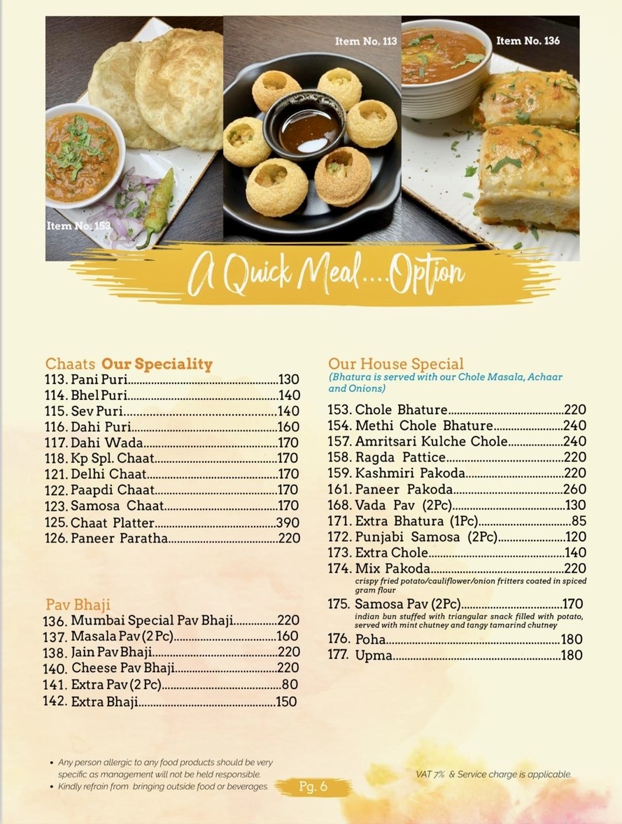 Khao Piyo Bangkok - Indian Multi Cuisine menu 2