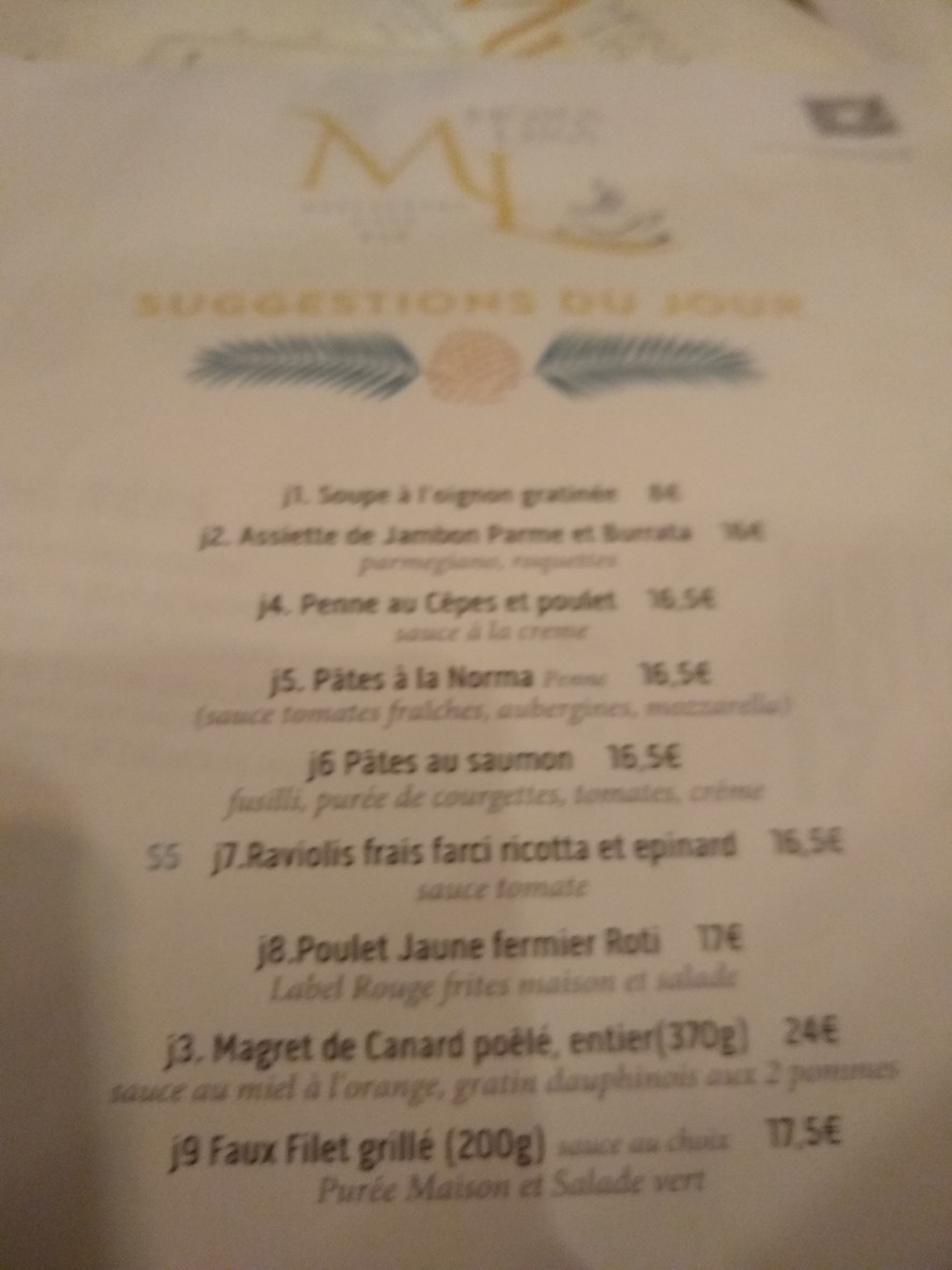 Restaurant Mona Lisa menu 2