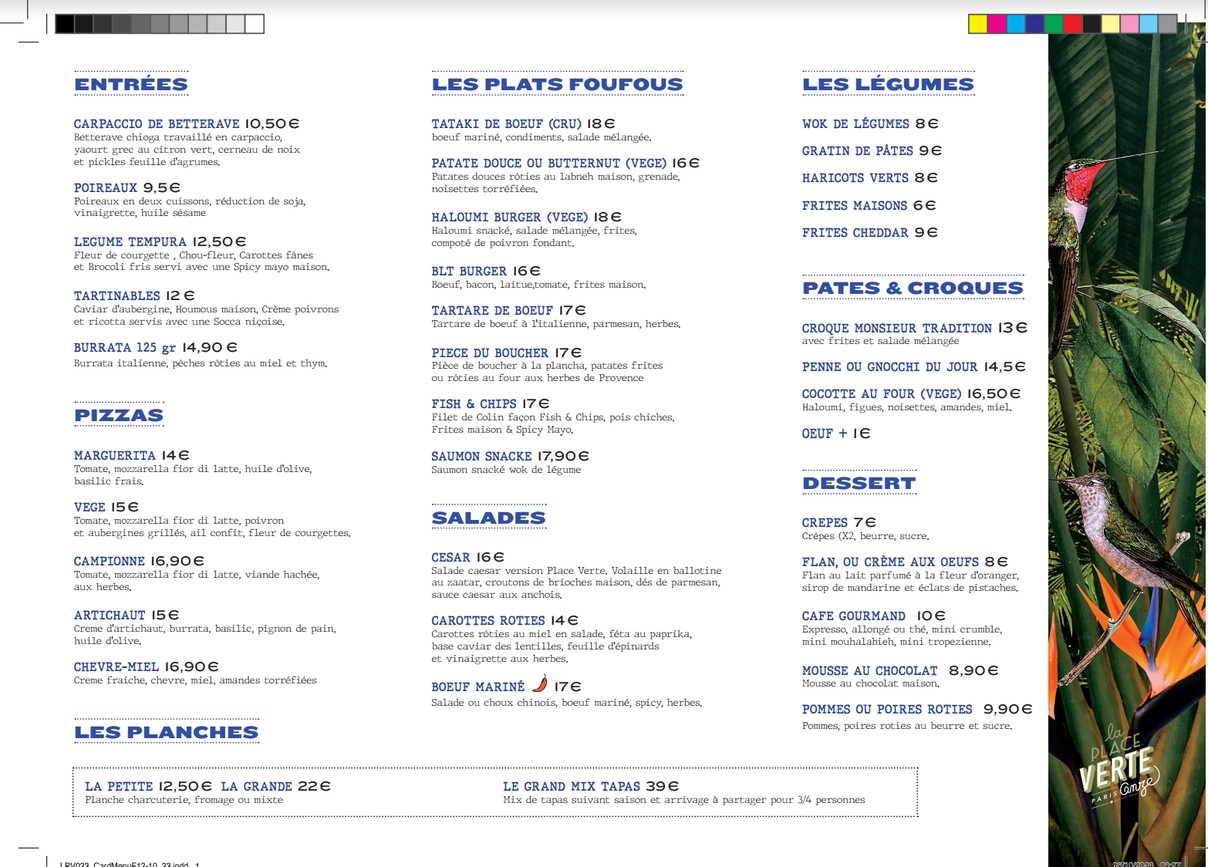 La Place Verte menu 2
