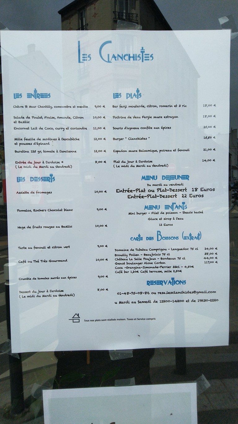 Les Clanchistes menu 1
