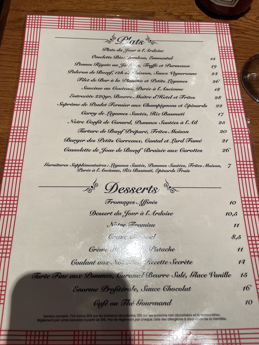 Brasserie les Petits Carreaux menu 2