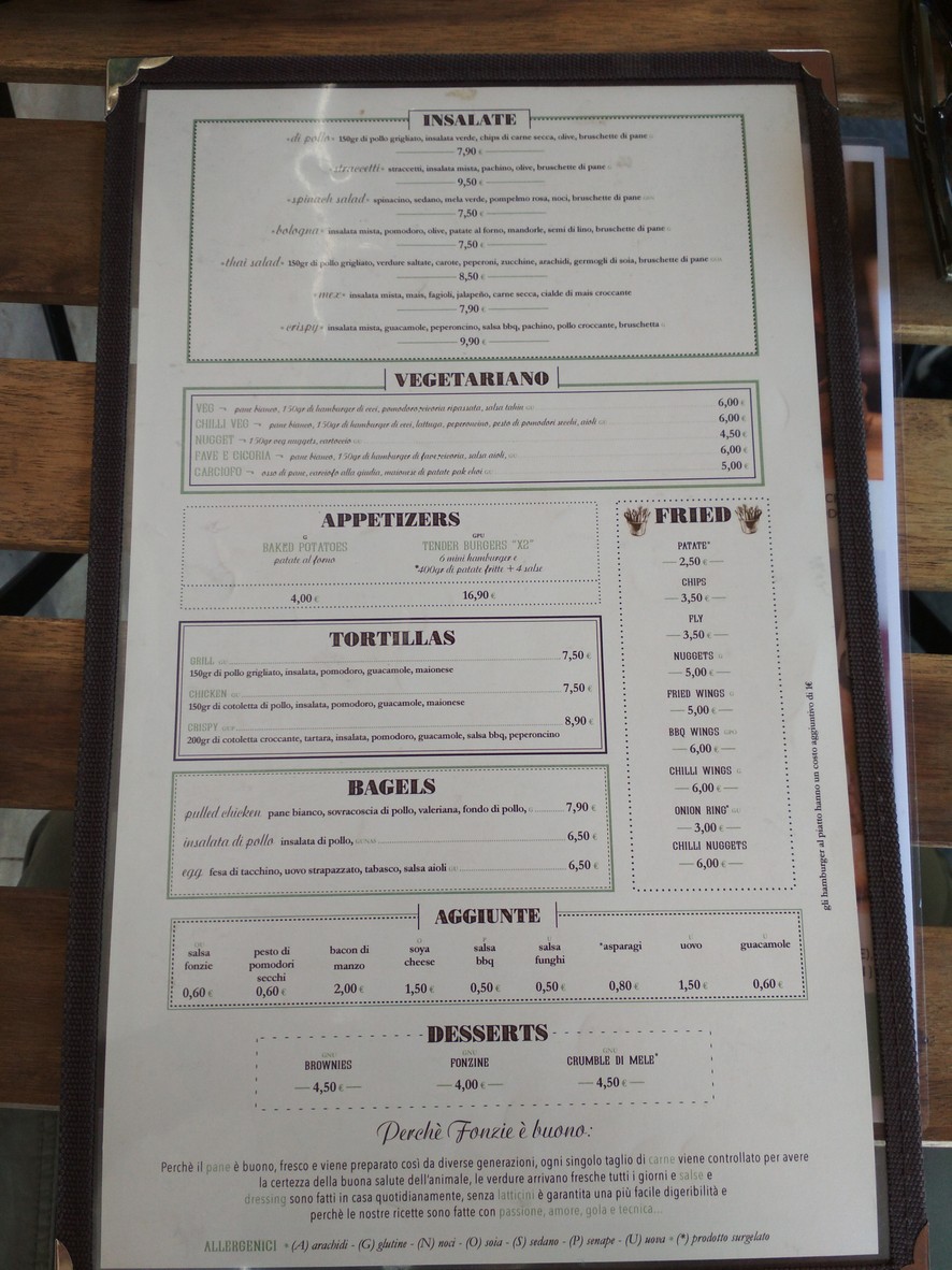 Fonzie the Burger's House | Via Catanzaro menu 2
