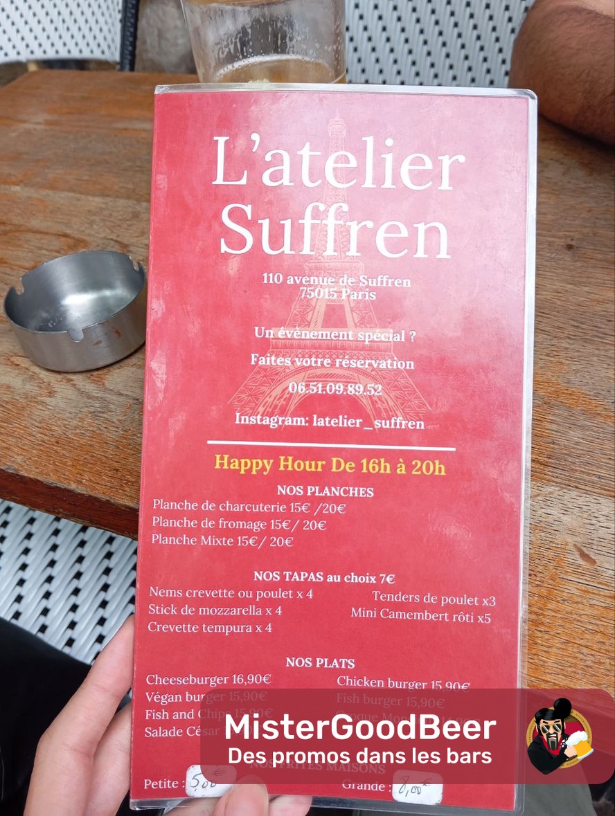 L'Atelier Suffren menu 1
