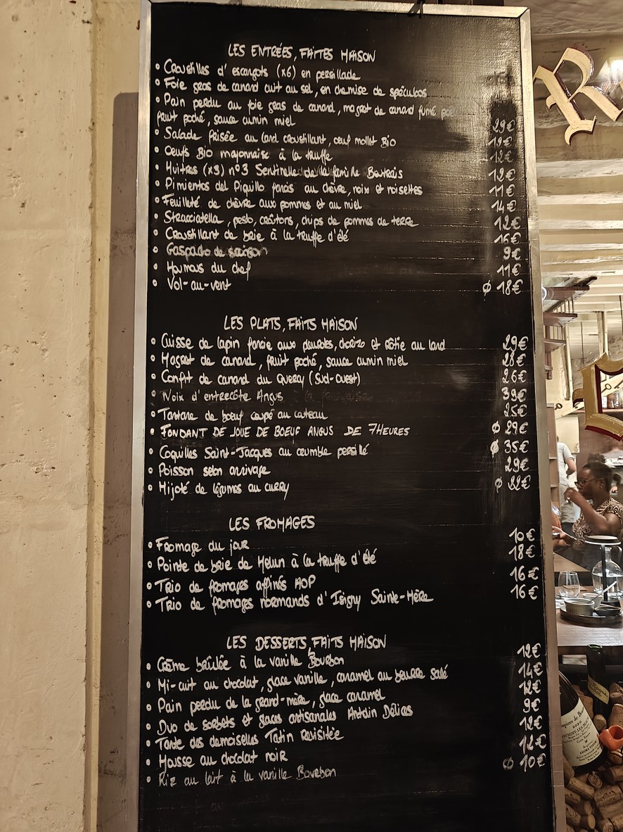 Le Colimaçon marais menu 1
