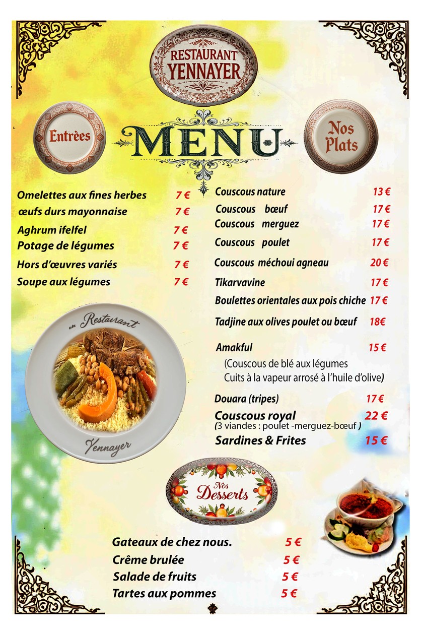 RESTAURANT YENNAYER CHEZ MAKSEL menu 1