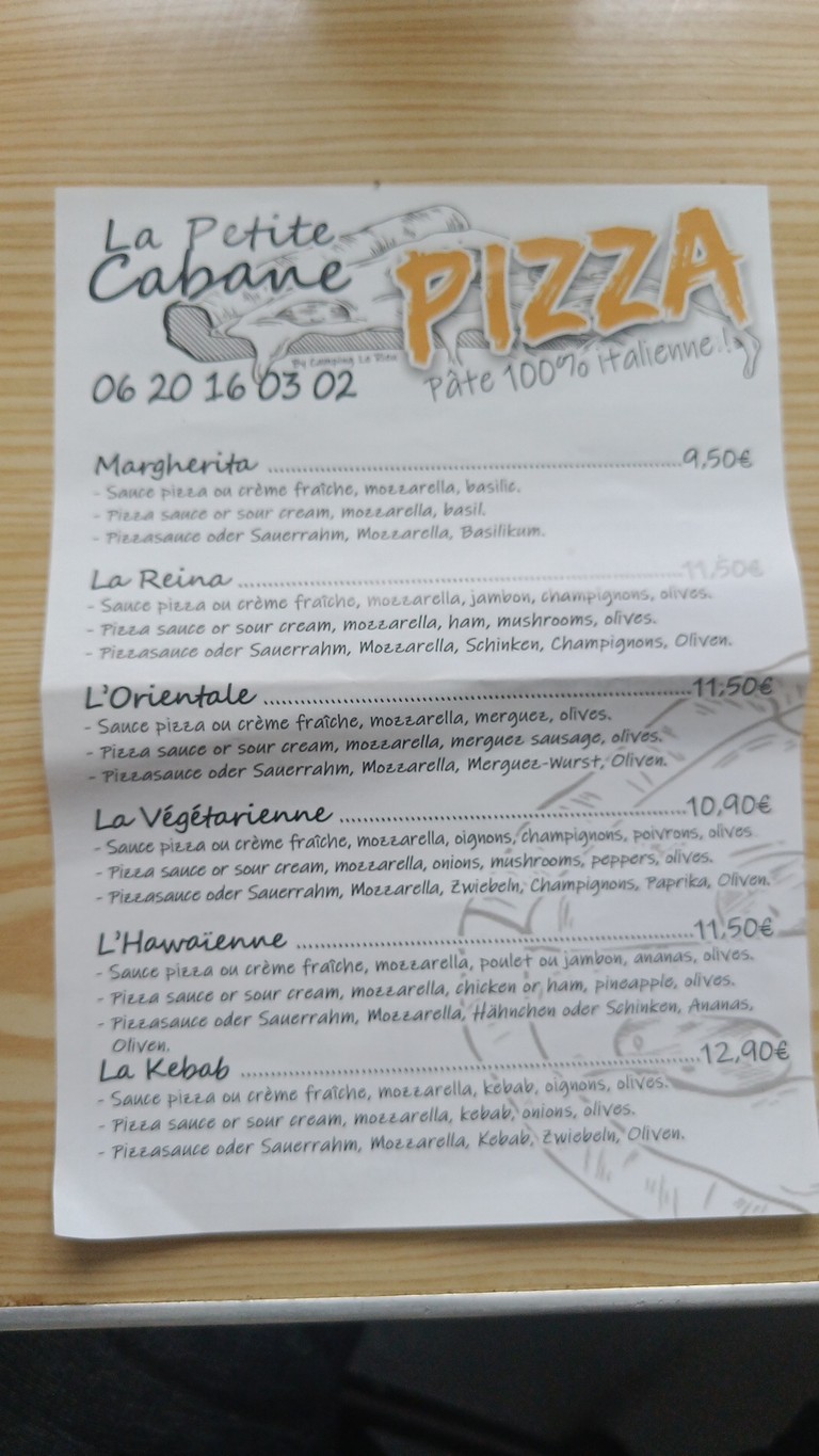 La petite cabane menu 1