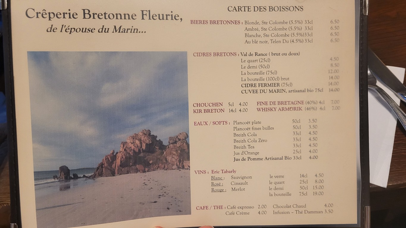 Crêperie bretonne, fleurie... de l'épouse du marin menu 1
