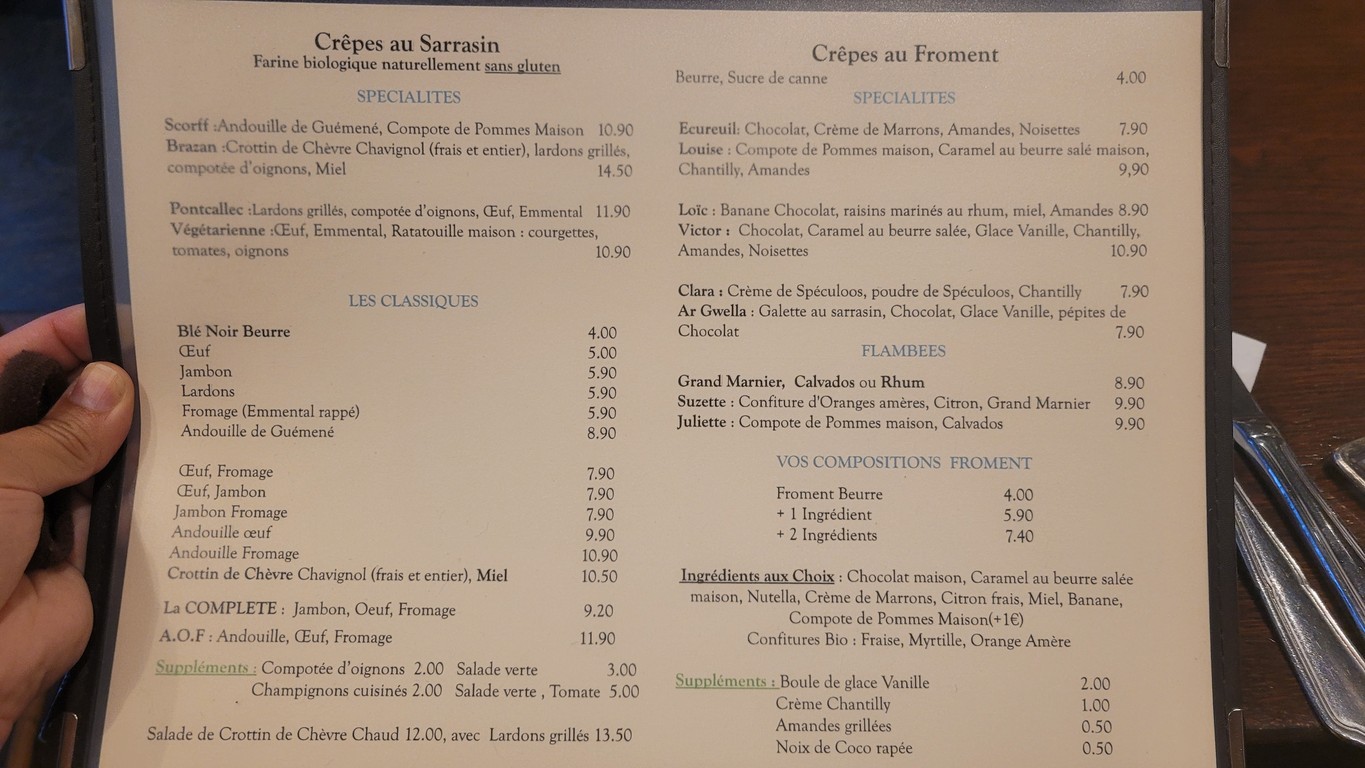 Crêperie bretonne, fleurie... de l'épouse du marin menu 2