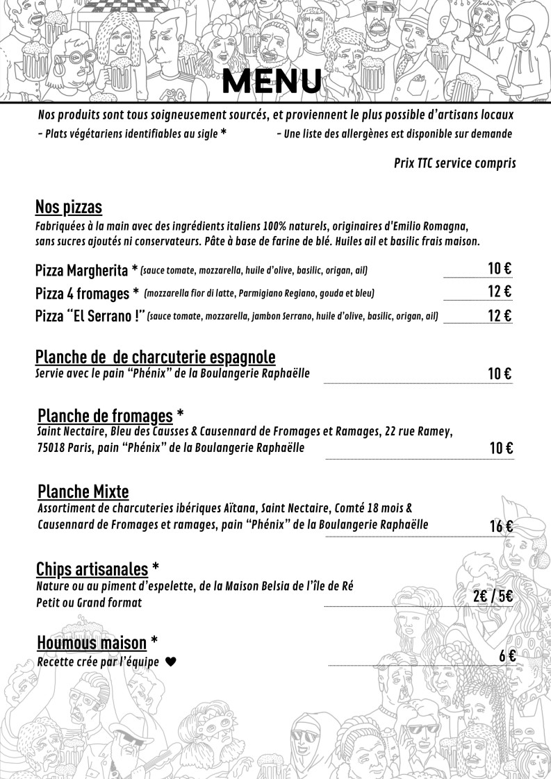 Brasserie de la Goutte d'Or menu 1