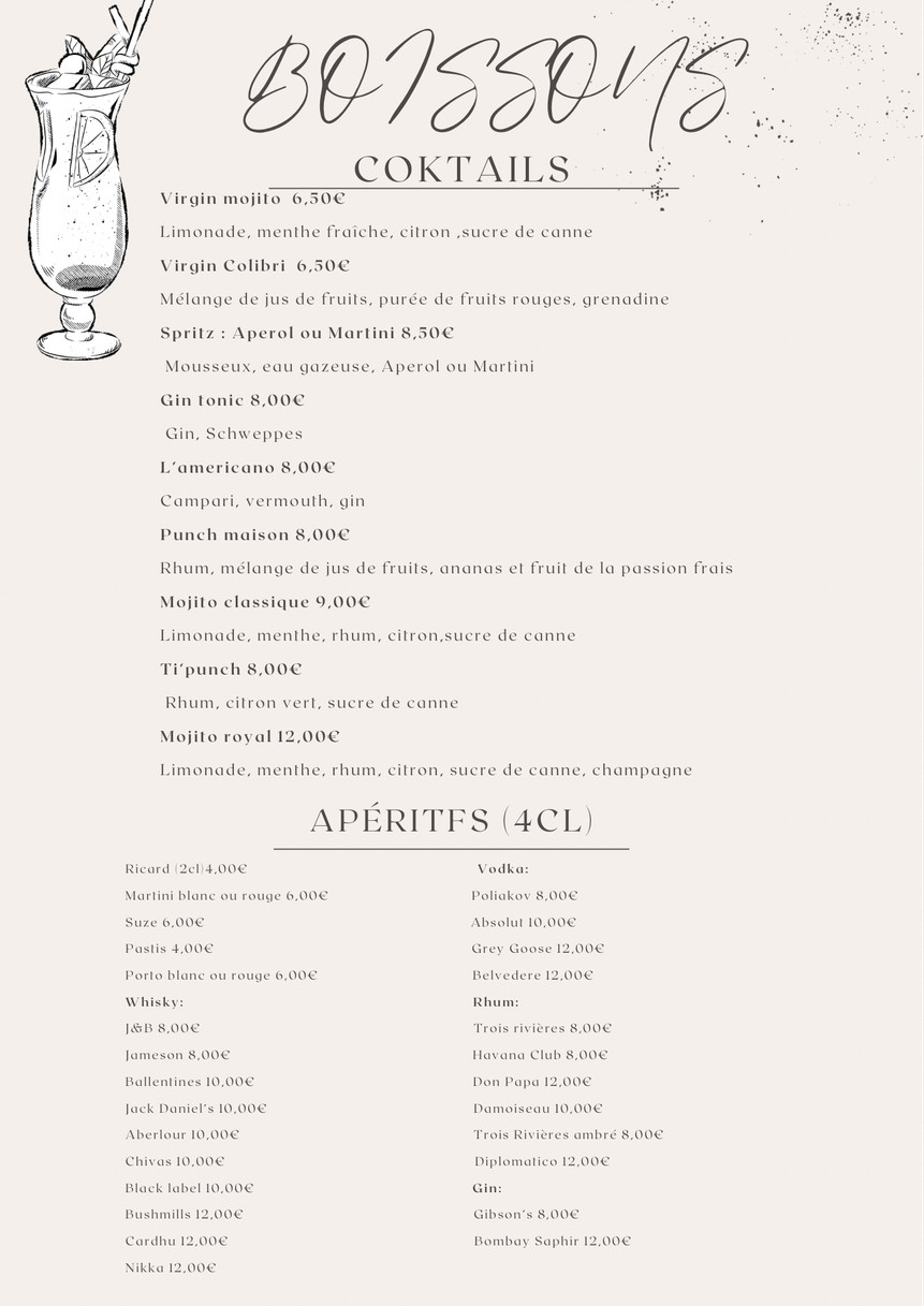 À _ Table ! menu 5