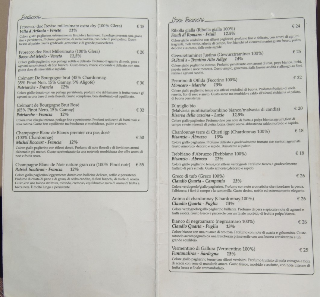 TavernaCinque menu 3