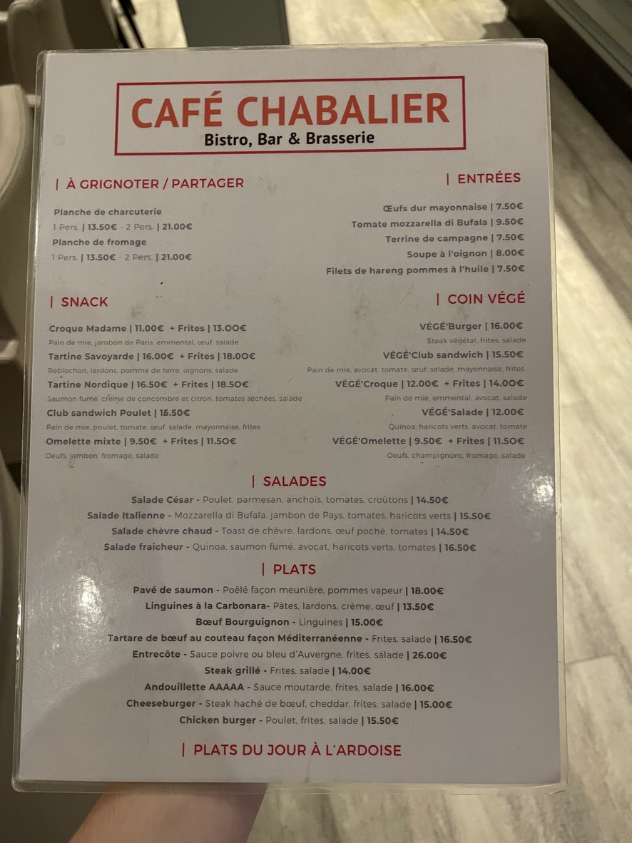 Café Chabalier menu 1