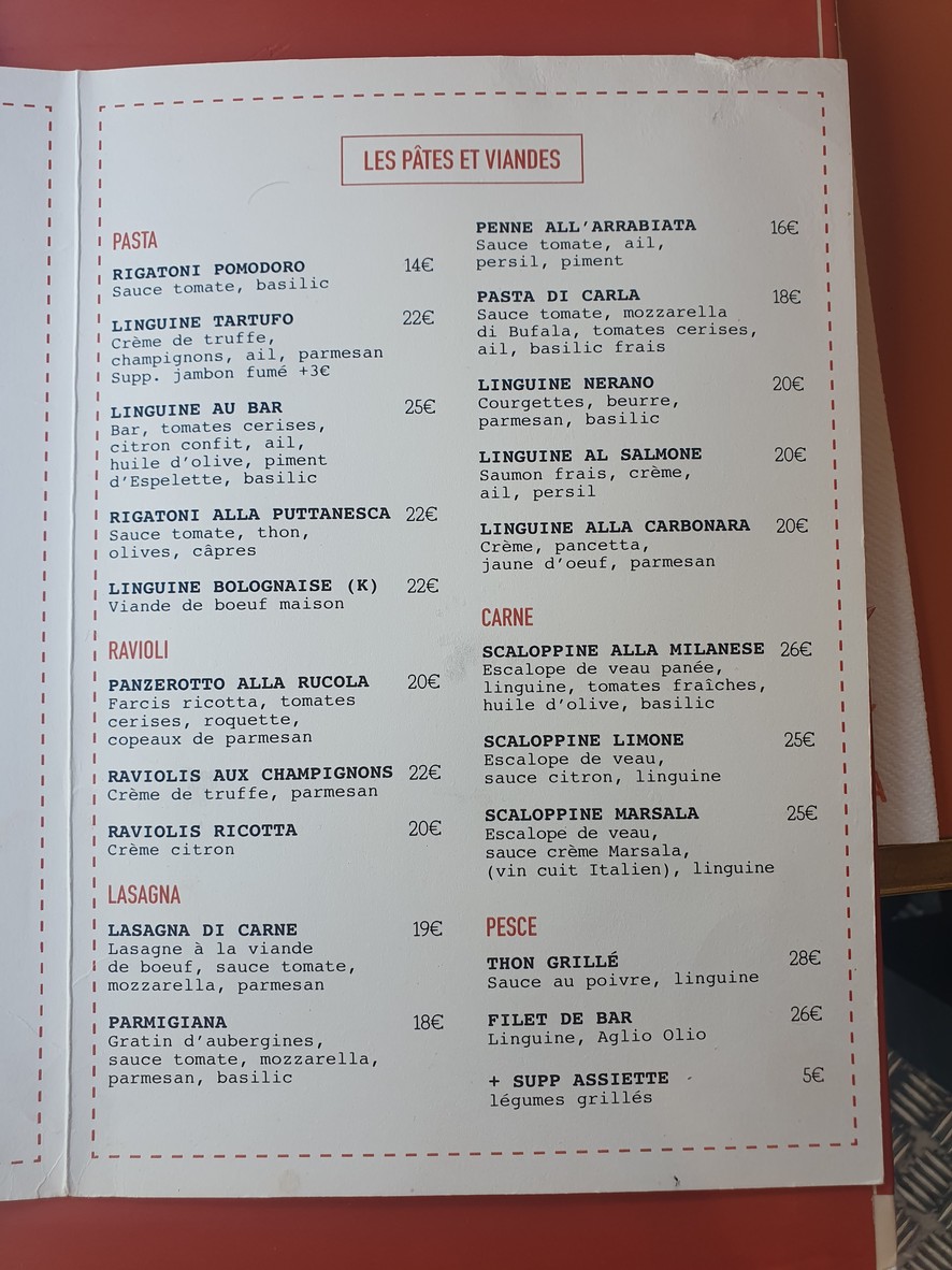 Di Carla menu 2
