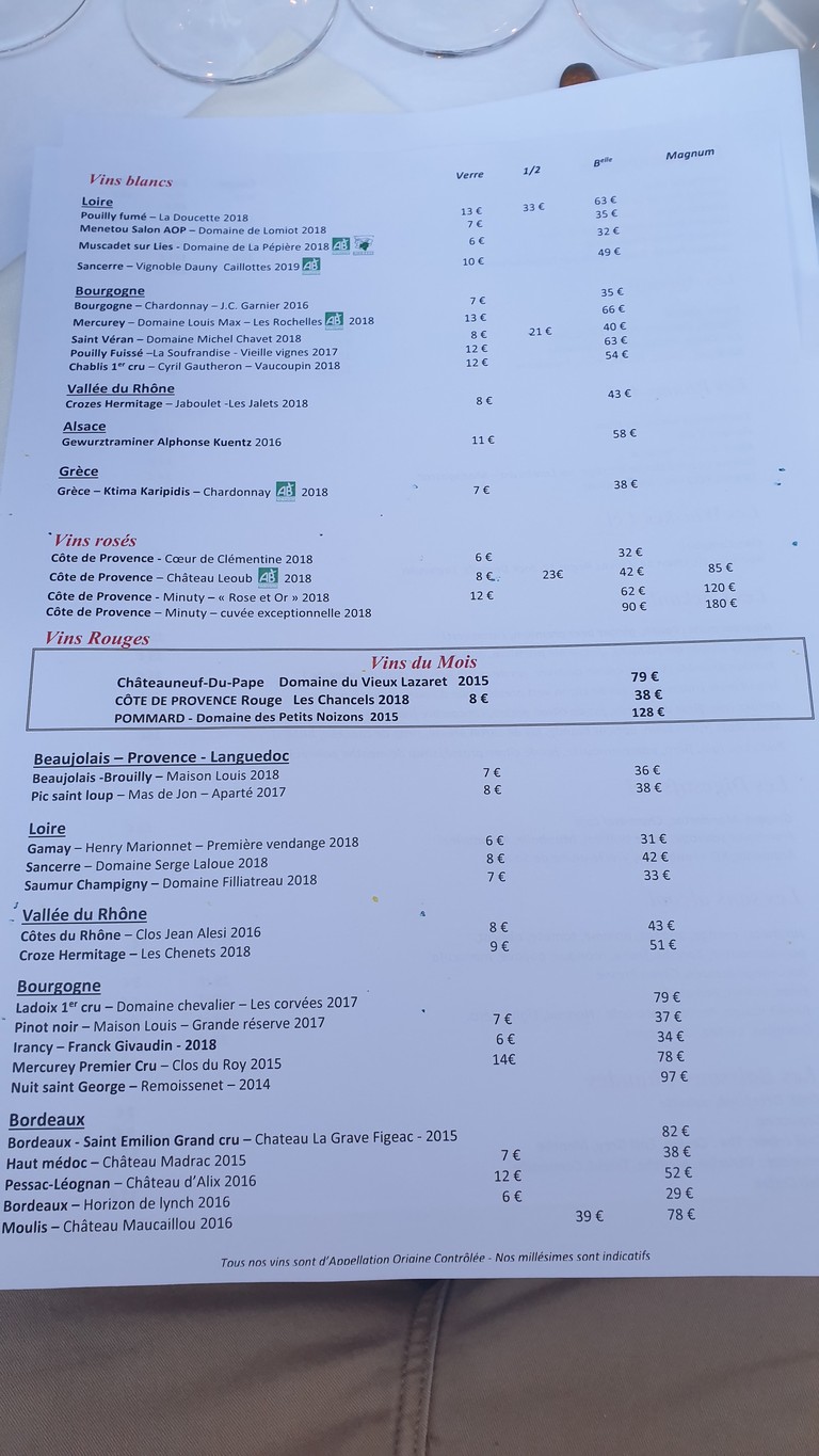 Le Petit Poucet menu 2