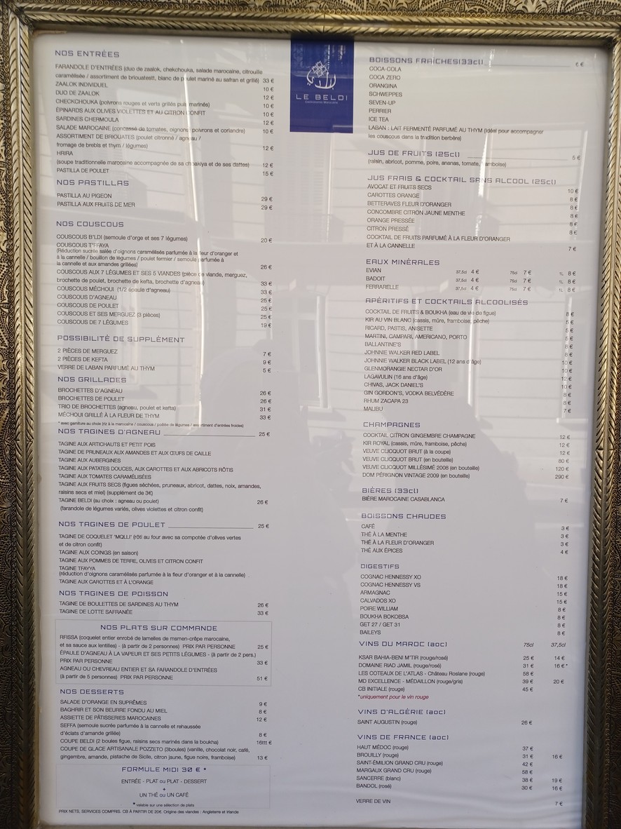 Le Beldi menu 2