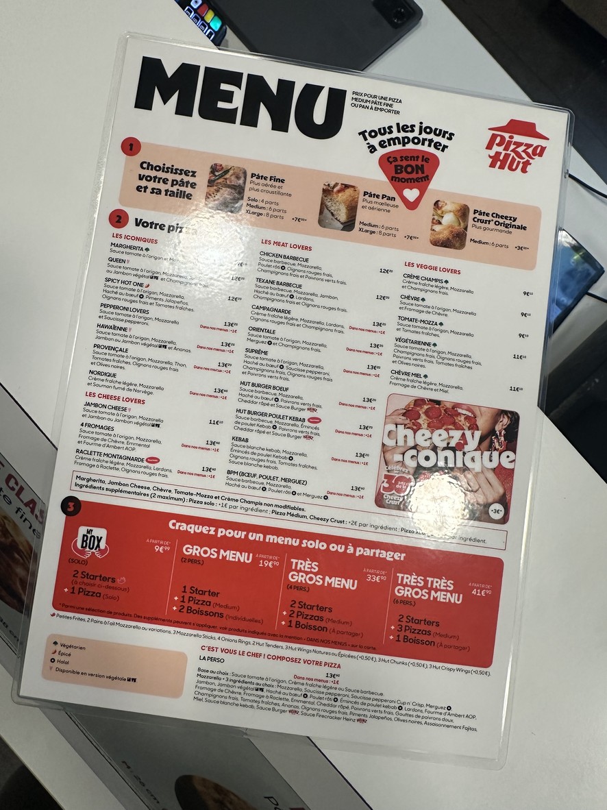 Pizza Hut menu 1
