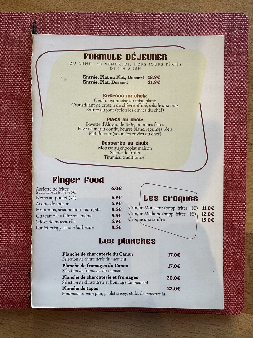 Le Canon de la Nation menu 1