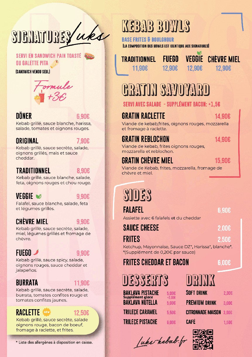 LÜKS Kebab Paris 13 menu 1