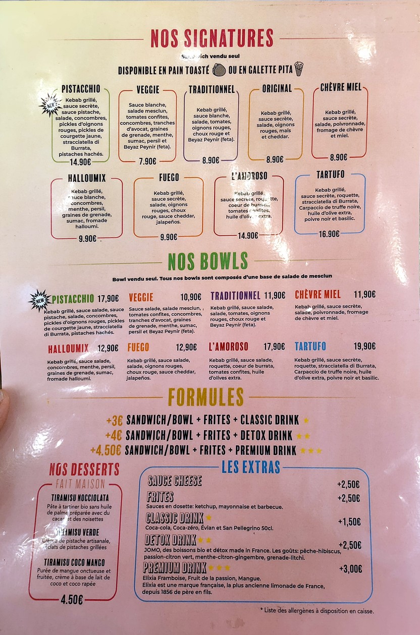 LÜKS Kebab Paris 13 menu 2