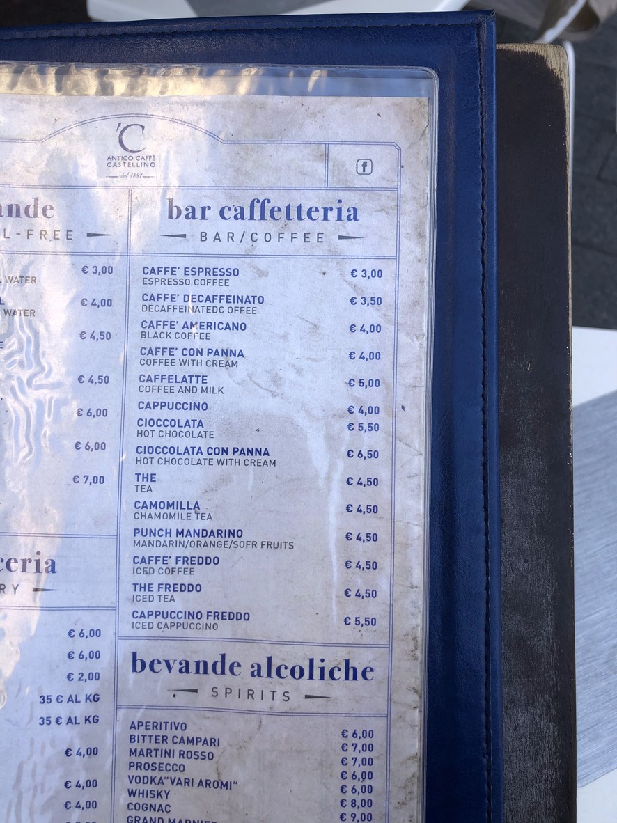 Antico Caffè Castellino menu 2