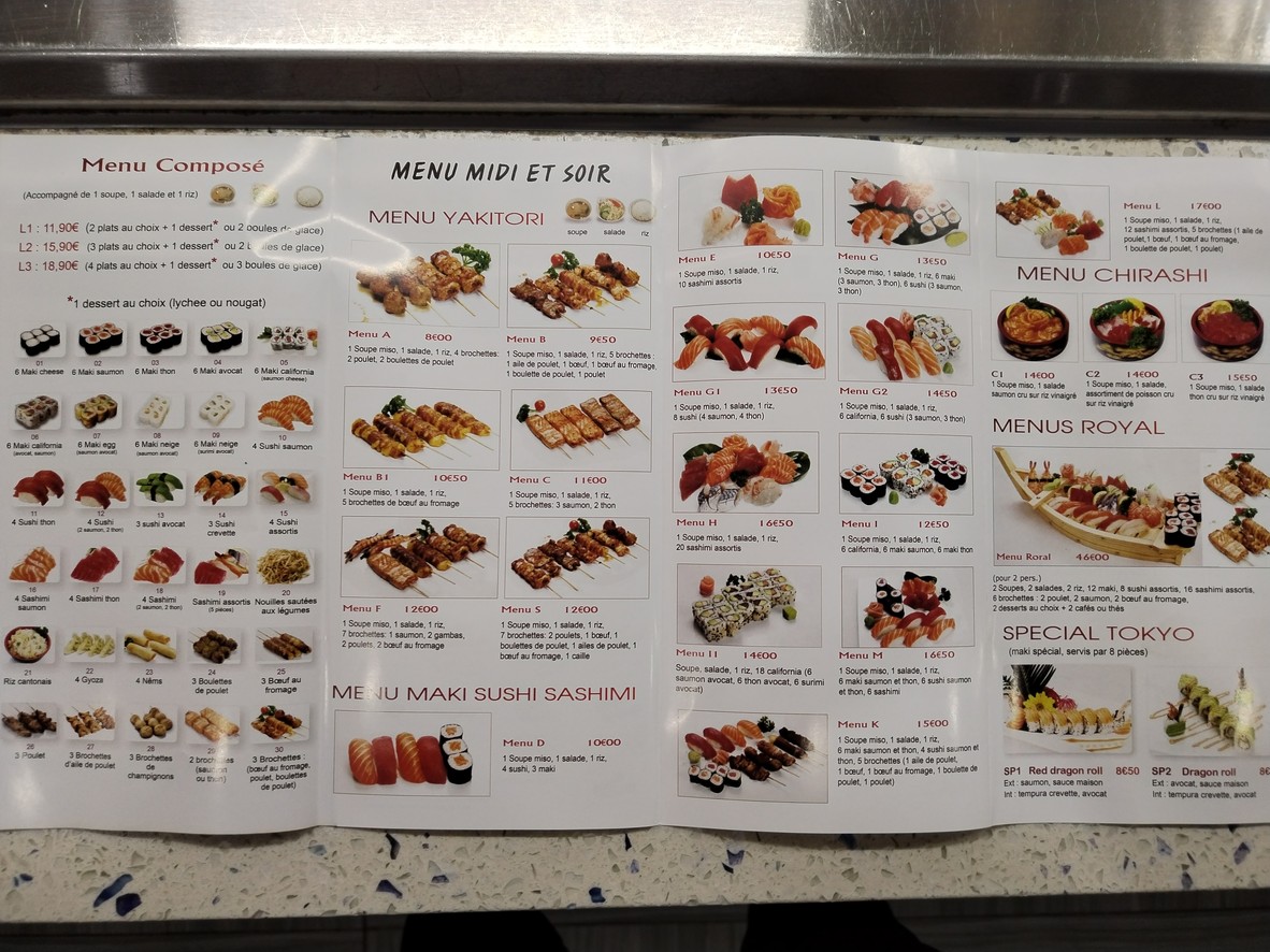Tokyo sushi menu 3