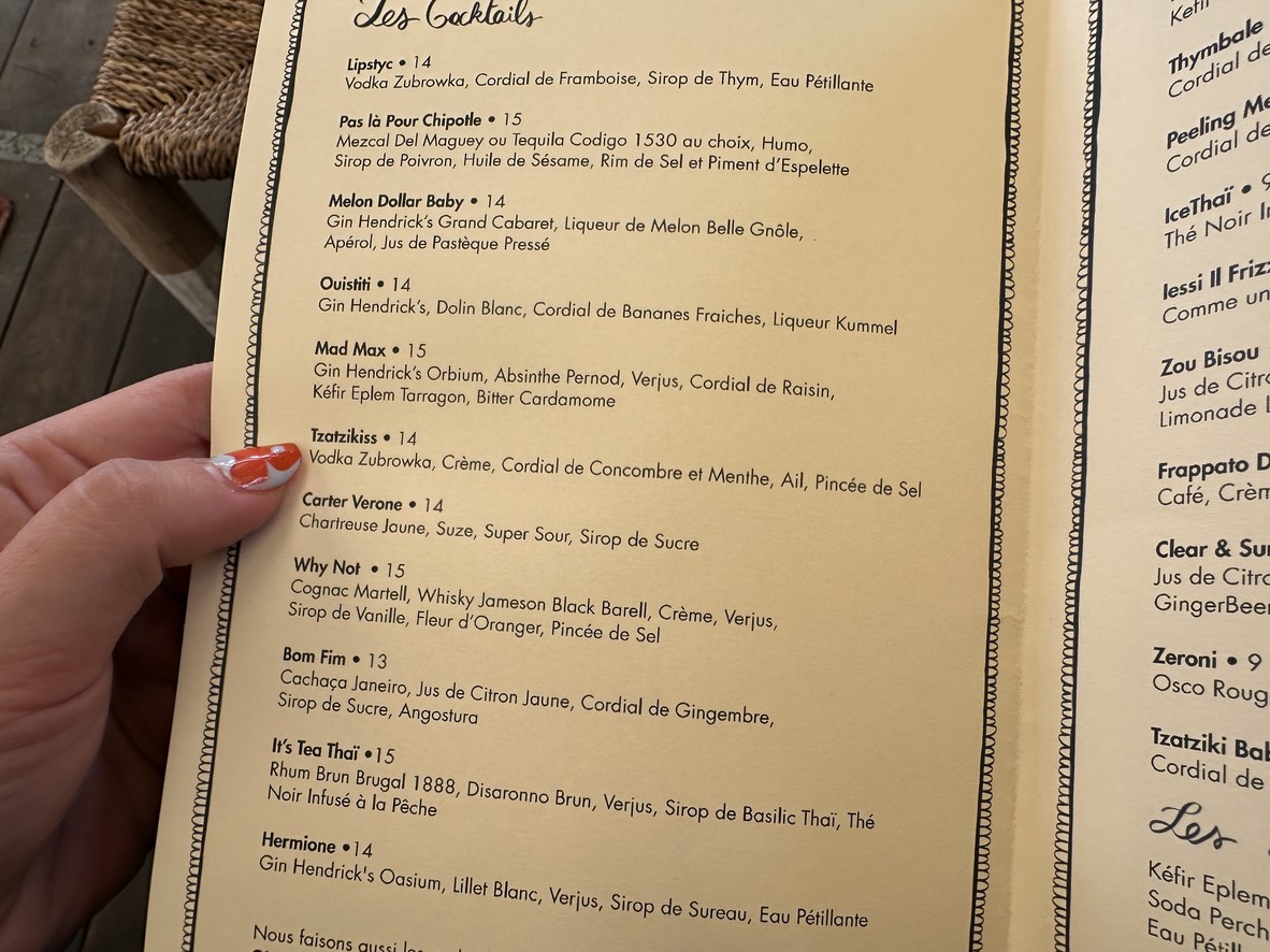Le Perchoir menu 3