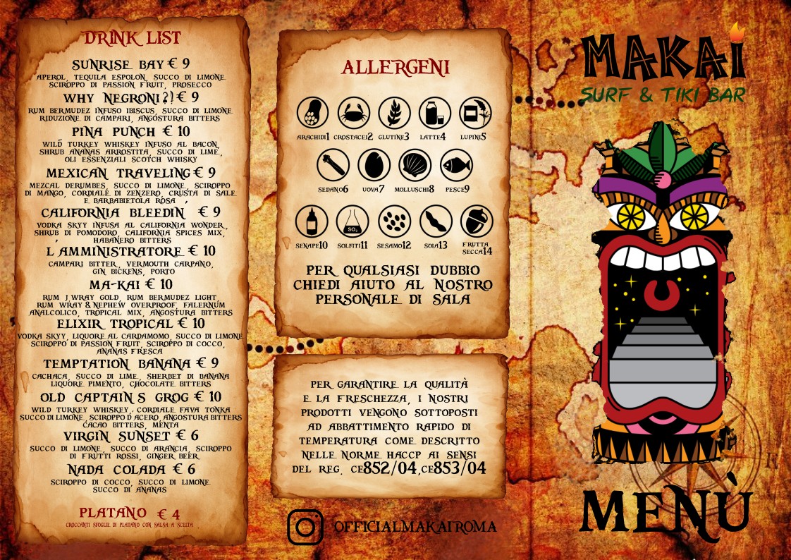 Makai Surf & Tiki Bar menu 1