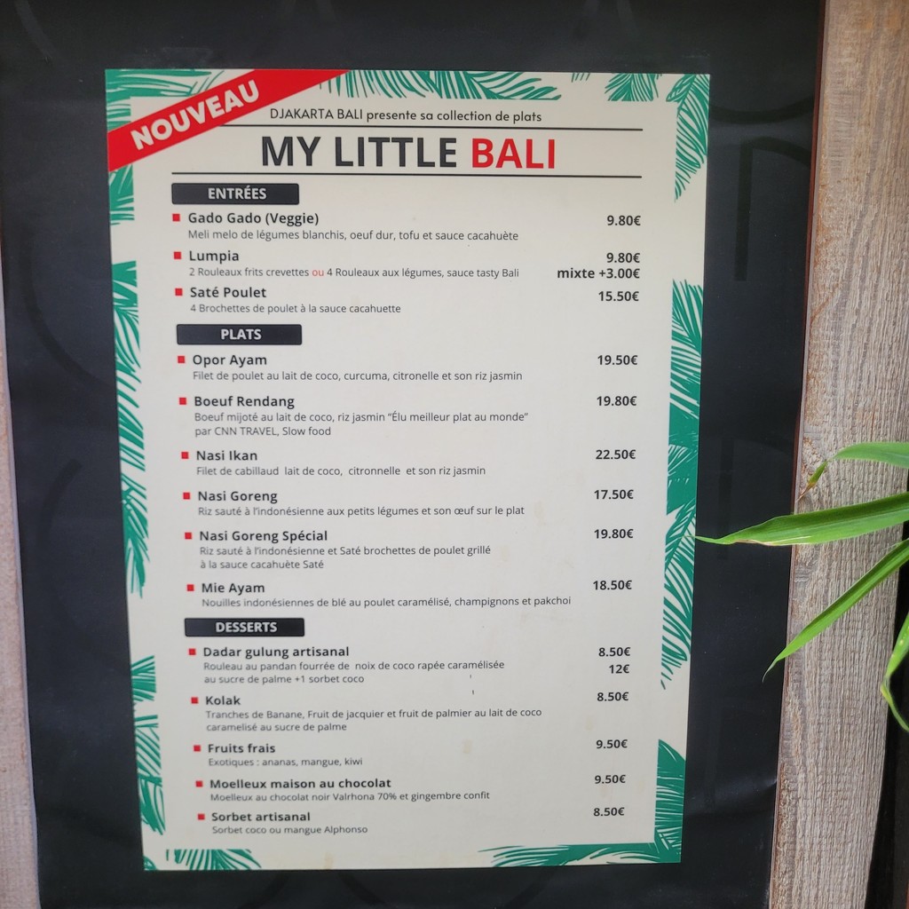 Djakarta Bali menu 1
