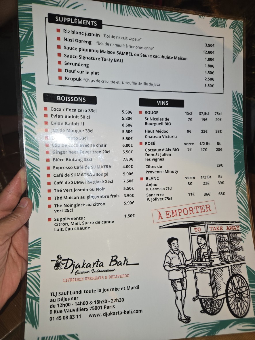 Djakarta Bali menu 2