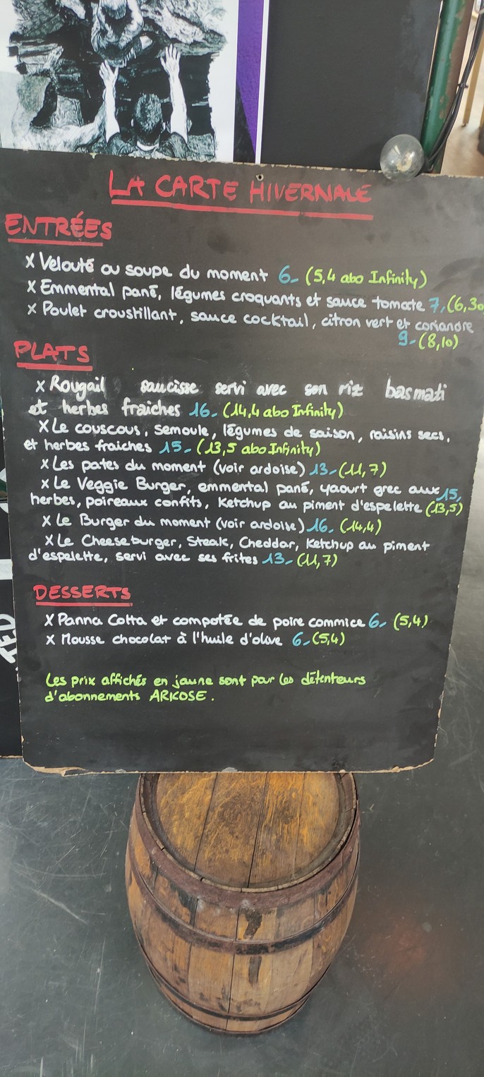 La Cantine Arkose Nation menu 1