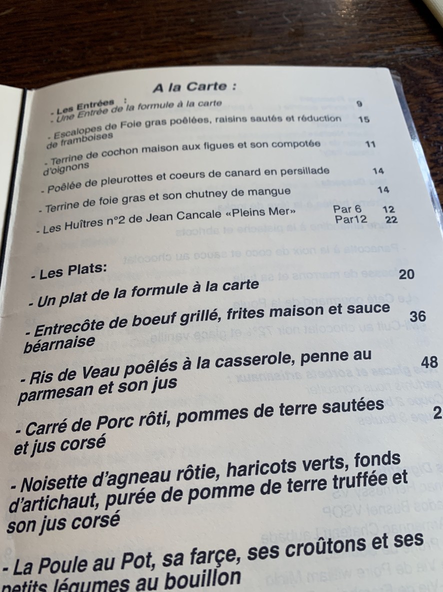 La Poule au Pot Paris 7 menu 1