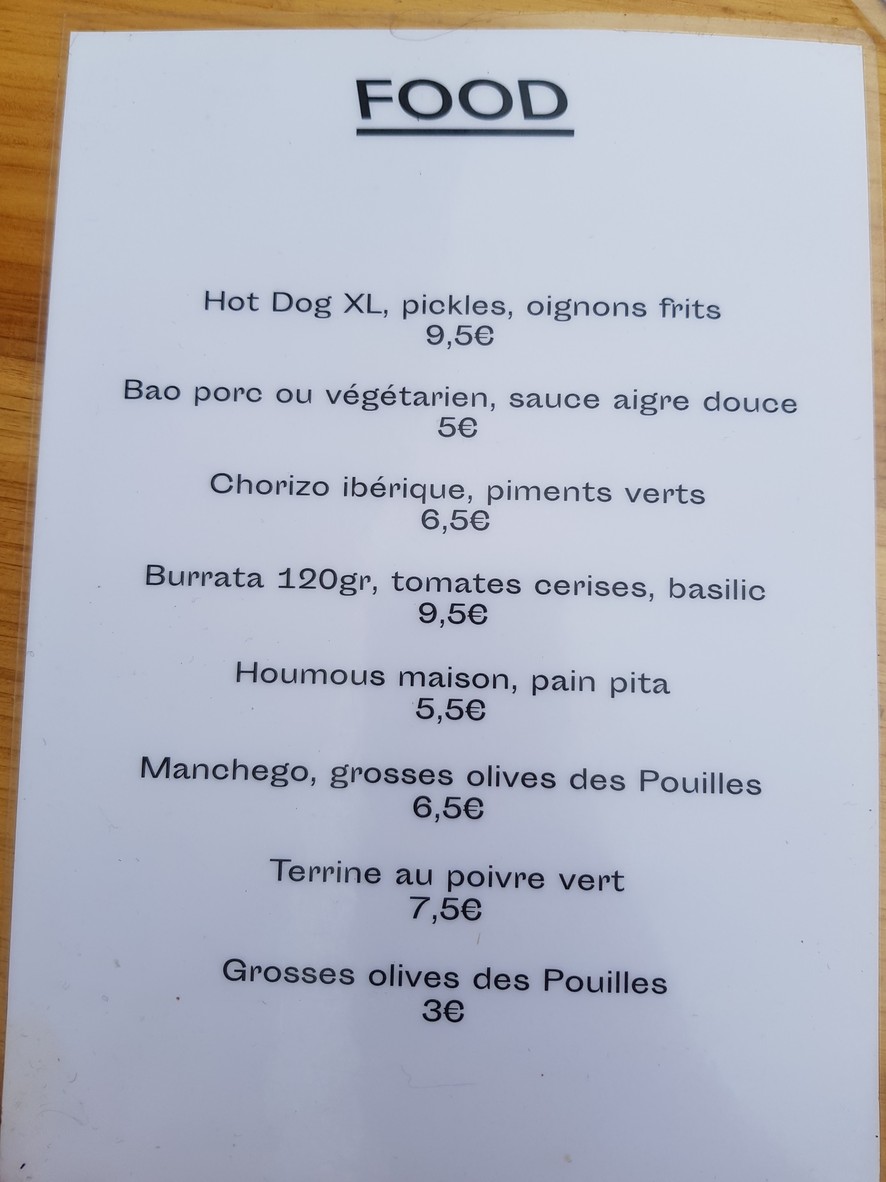 Brasserie Outland menu 1